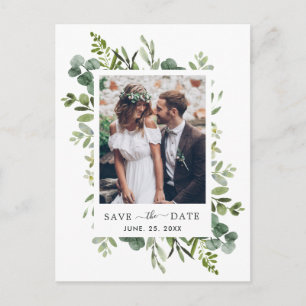 Eucalyptus Green Foliage Save the Date Photo Announcement Postcard