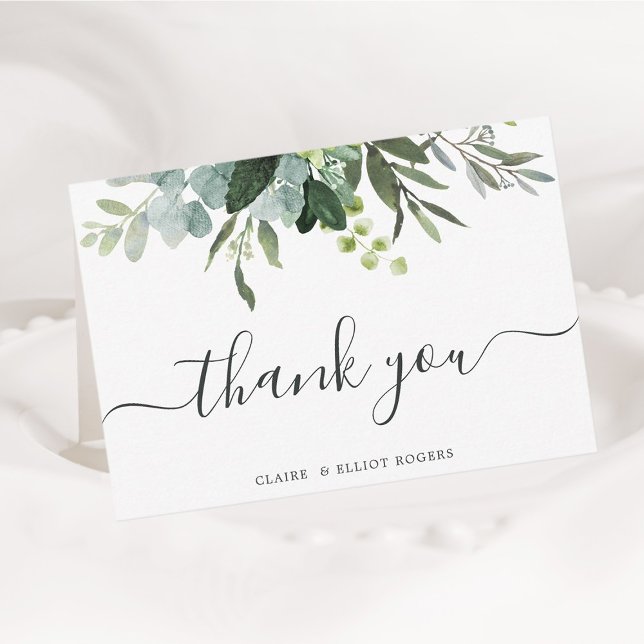 Eucalyptus Green Foliage Thank You Folded Card (Creator Uploaded)