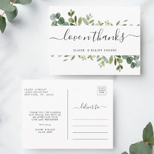 Eucalyptus Green Foliage Thank You Postcard