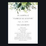 Eucalyptus Green Foliage Wedding Ceremony Program Poster<br><div class="desc">This wedding ceremony program sign features painted watercolor eucalyptus and green leaves. For more advanced customization of this design,  please click the BLUE DESIGN TOOL BUTTON.</div>