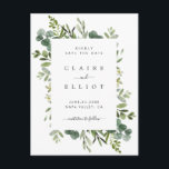 Eucalyptus Green Foliage Wedding Save the Date Announcement Postcard<br><div class="desc">This wedding save the date postcard features painted watercolor eucalyptus,  green leaves and rectangle frame. For more advanced customisation of this design,  Please click the "Customise further" link.  Matching items are also available.</div>