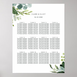 Eucalyptus Green Foliage Wedding Seating Chart