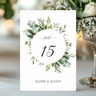 Eucalyptus Green Foliage Wedding Table Number