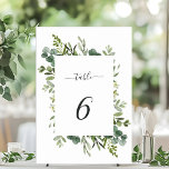 Eucalyptus Green Foliage Wedding Table Number<br><div class="desc">This wedding table number card features painted watercolor eucalyptus,  green leaves and rectangular frame. For more advanced customisation of this design,  Please click the "Customise further" link.  Matching items are also available.</div>