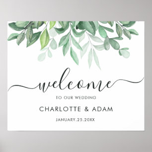 Eucalyptus Green Foliage Wedding Welcome Sign