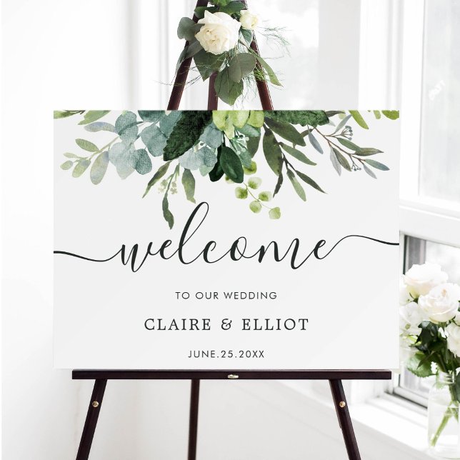 Eucalyptus Green Foliage Wedding Welcome Sign (Creator Uploaded)