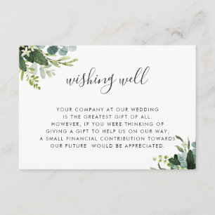 Eucalyptus Green Foliage Wedding Wishing Well  Enclosure Card