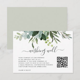 Eucalyptus Green Foliage Wishing Well with QR Code Enclosure Card