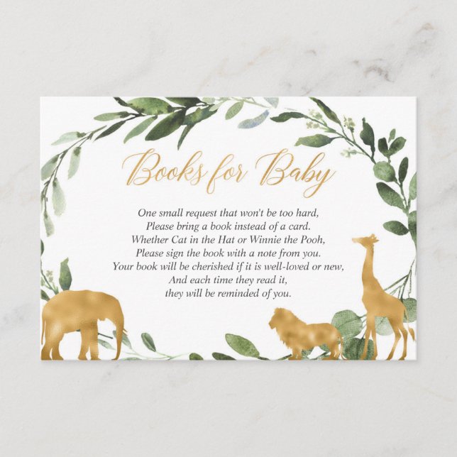 Eucalyptus green gold animals book request insert (Front)