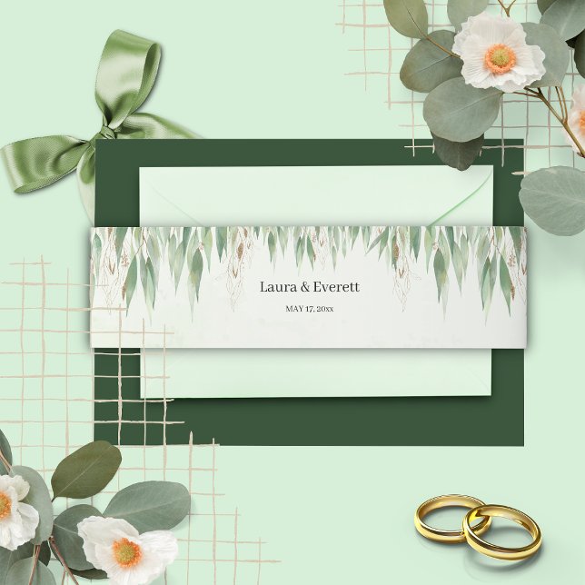 Eucalyptus Green Gold Foliage  Invitation Belly Band (Creator Uploaded)