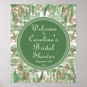 Eucalyptus Green Gold Glitter Bridal Welcome Poster