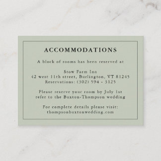 Eucalyptus Green Hotel Accommodation Information Enclosure Card