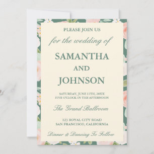 Eucalyptus Green Ivory Floral Photo Wedding Invitation