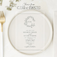 Eucalyptus Green Leafy Crest Monogram Wedding