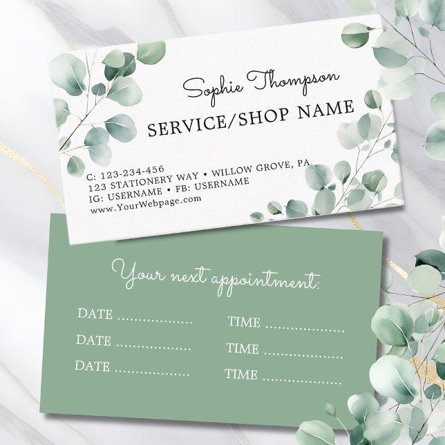 Eucalyptus green leaves appointment card (Creator Uploaded)