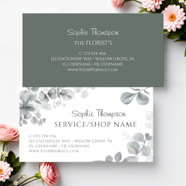 Eucalyptus green leaves business card (Creator Uploaded)