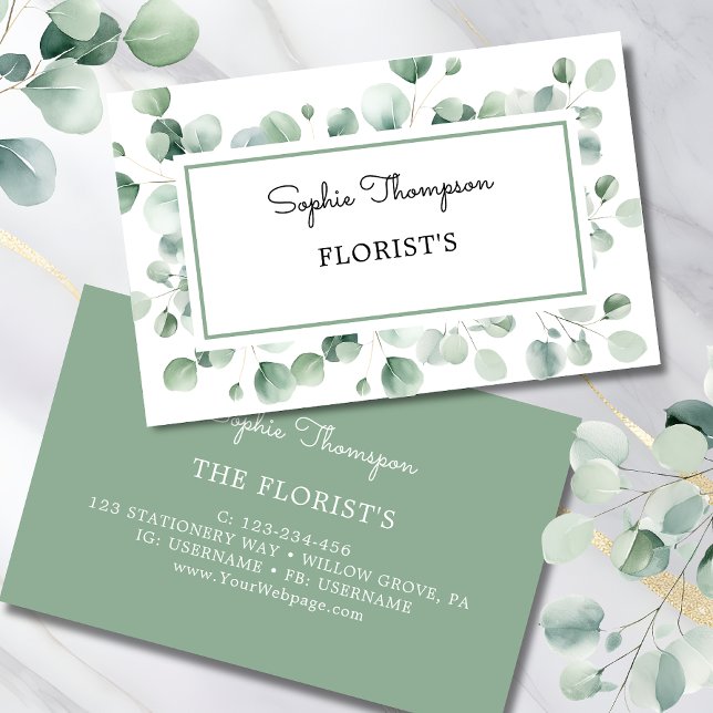 Eucalyptus green leaves business card (Creator Uploaded)