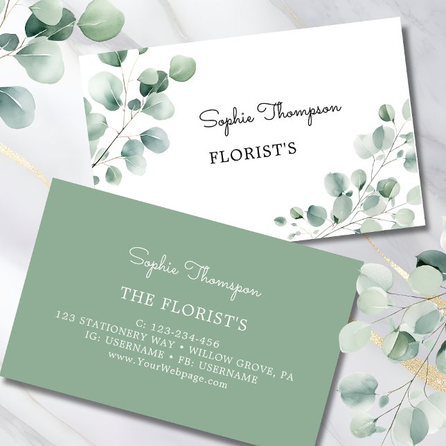 Eucalyptus green leaves business card (Creator Uploaded)