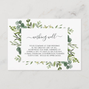 Eucalyptus Green Leaves Wedding Wishing Well Enclosure Card
