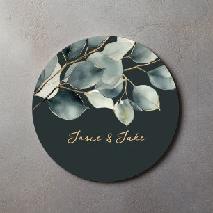Eucalyptus green pretty wedding sticker