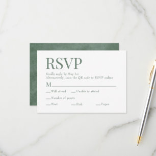 Eucalyptus Green Scan Qr Code Meal Choice Wedding RSVP Card