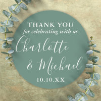 Eucalyptus Green Signature Wedding Favour Thank Yo