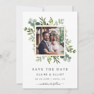 Eucalyptus Green Square Wreath Photo Save The Date