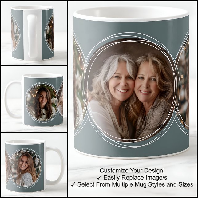 Eucalyptus Green Trendy Triple Photo Collage C13 Coffee Mug (Creator Uploaded)