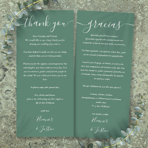 Eucalyptus Green Wedding 2 Language Thank You Card