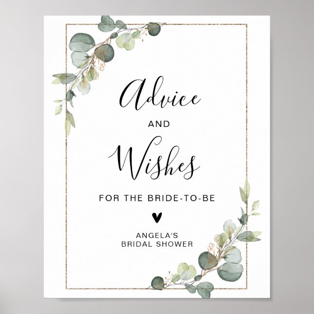 eucalyptus greenery advice and wishes sign (Front)