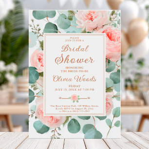 Eucalyptus greenery and blush peonies bridal showe invitation
