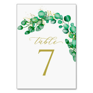 Eucalyptus Greenery and Elegant Script Wedding Table Number