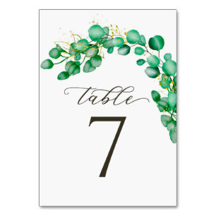 Eucalyptus Greenery and Elegant Script Wedding Table Number