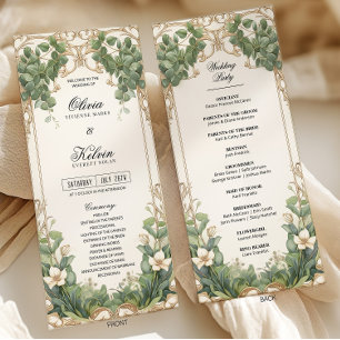 Eucalyptus Greenery and Gold Wedding Ceremony  Programme