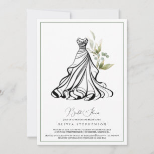 Eucalyptus Greenery and Wedding Dress Invitation