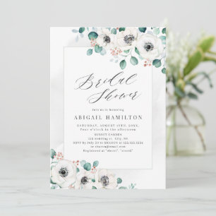 Eucalyptus greenery anemone floral bridal shower i invitation