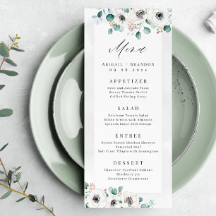 Eucalyptus Greenery anemone floral rustic wedding Menu