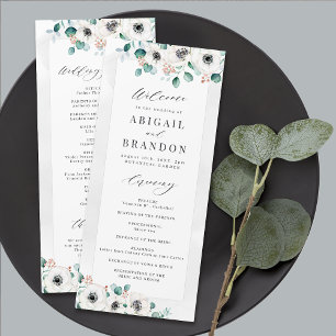 Eucalyptus Greenery anemone floral rustic wedding Programme