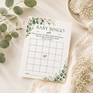 Eucalyptus Greenery Baby Shower Bingo Game Card