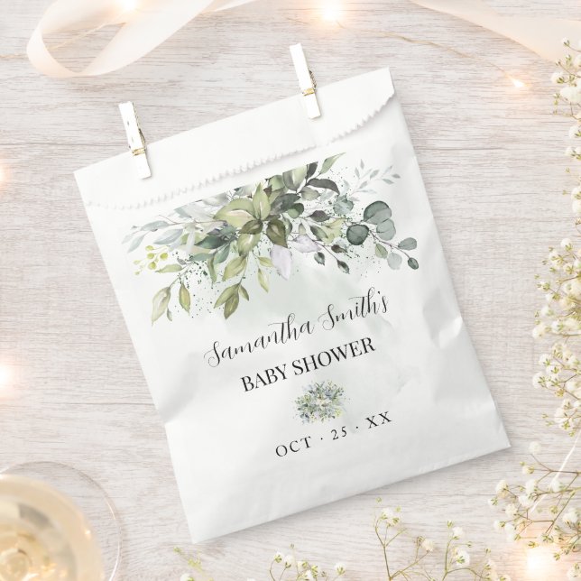 Eucalyptus Greenery Baby Shower Favour Bags (Clipped)