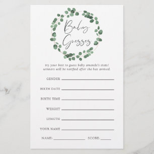 Eucalyptus Greenery Baby Shower Game