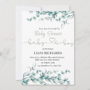  Eucalyptus Greenery Baby shower invitation 