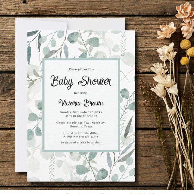 Eucalyptus Greenery Baby Shower Invitation (Creator Uploaded)
