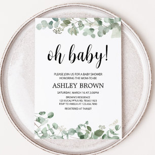 Eucalyptus Greenery Baby Shower Invitation