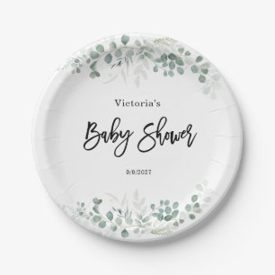 Eucalyptus Greenery  Baby Shower Paper Plate