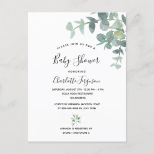 Eucalyptus greenery baby shower postcard