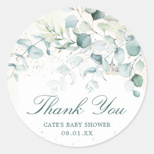 Eucalyptus Greenery Baby Shower Thank You Classic Round Sticker