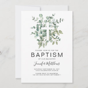 Eucalyptus Greenery Baptism Invitation