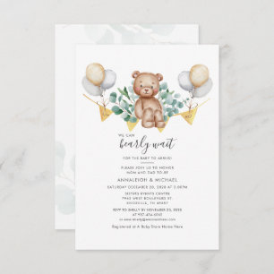 Eucalyptus Greenery Bear Couples Baby Shower Invitation