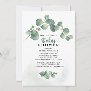 Eucalyptus Greenery Blush Baby Shower Invitation
